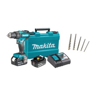 MAKITA aku udarna bušilica-odvijač DHP485RFE 2xAku 18V 3,0Ah kovčeg + set svrdala za kamen