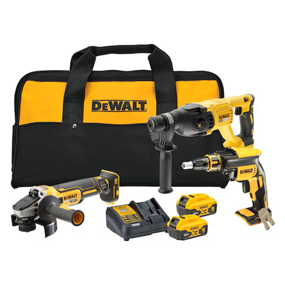 DEWALT aku set DCK304P2-QW - aku odvijač DCF620 + aku kutna DCG405 + aku čekić DCH133 XR 2xAku 18V 5,0Ah torba