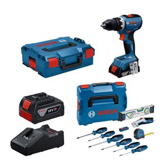 BOSCH aku bušilica-odvijač GSR 18V-65 2xAku 18V 5,0Ah + 19 dj. set pribora L-Boxx