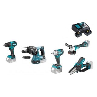 MAKITA aku set alata - DDF490 + DHR243 + DGA513 + DTW301 + DUC101 2xAku 18V 5,0Ah DC18RC