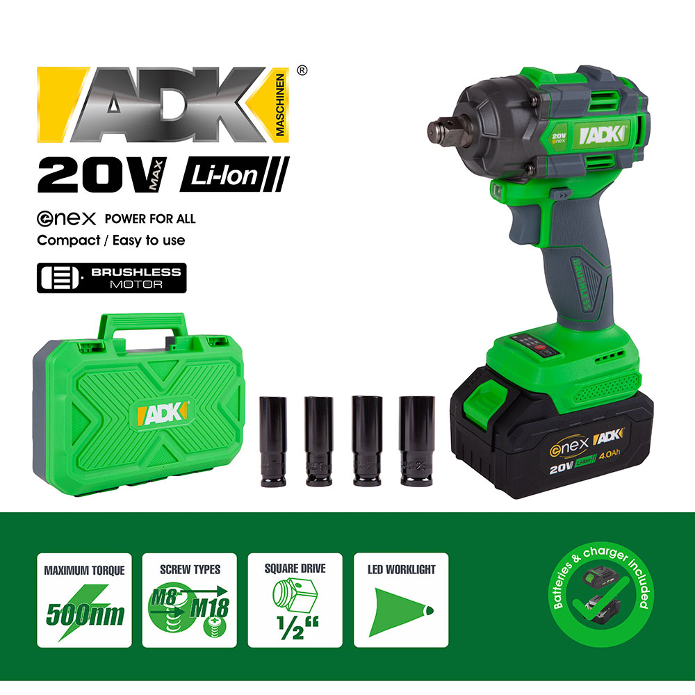 ADK aku udarni odvijač SF4L103/SF4L104 set Enex 20V 4,0Ah kovčeg + pribor
