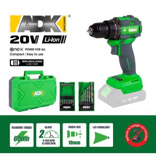 ADK aku udarna bušilica-odvijač SF4E103 Enex 20V bez baterije kovčeg + pribor