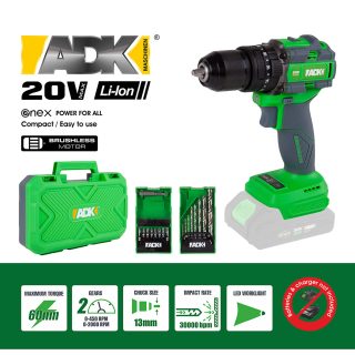 ADK aku udarna bušilica-odvijač SF4E104 Enex 20V bez baterije kovčeg + pribor