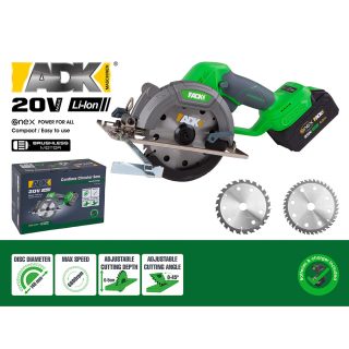 ADK aku ručna kružna pila SF4J503 set Enex 20V 4,0Ah + 2x list pile