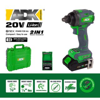 ADK aku udarni odvijač SF4F110 set Enex 20V 2,0Ah kovčeg + pribor