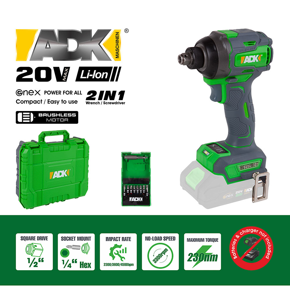 ADK aku udarni odvijač SF4F110 Enex 20V bez baterije kovčeg + pribor