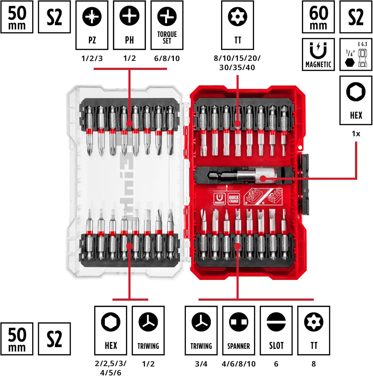 EINHELL set bitova 50mm, M-Box, 33 kom - Slika 2