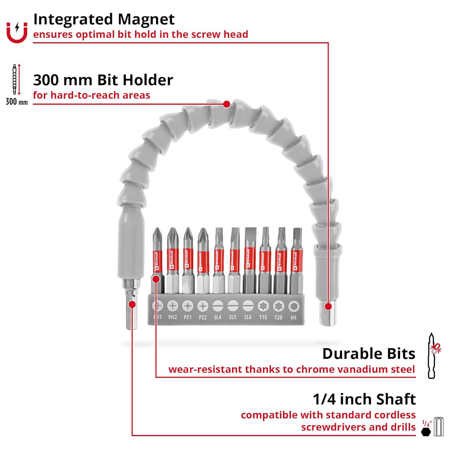 EINHELL set bitova 11-dijelni s fleksibilnim nastavkom - Slika 2