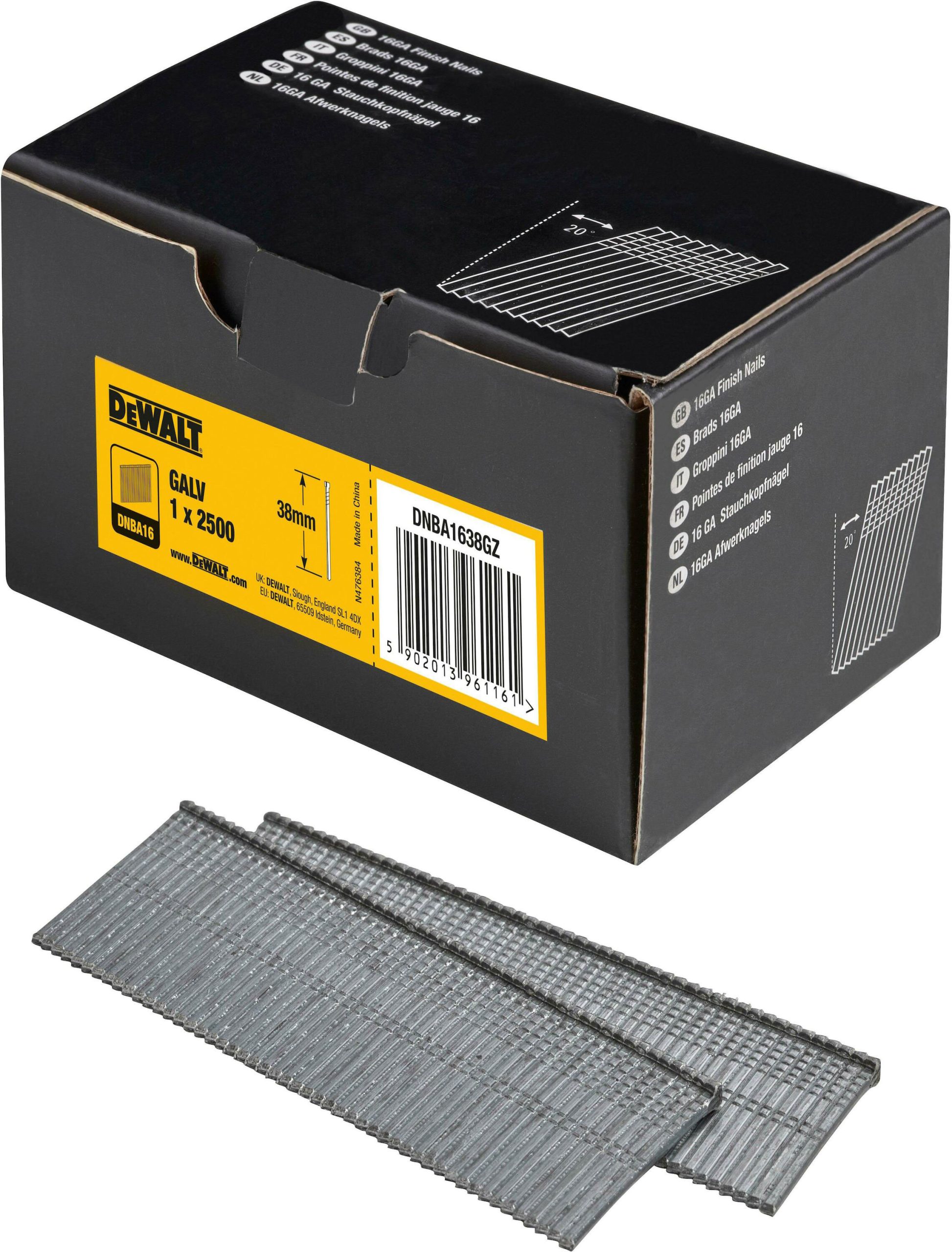 DEWALT čavli za drvo 38x1,6 mm, 2500 kom DNBA1638-GZ - Slika 2