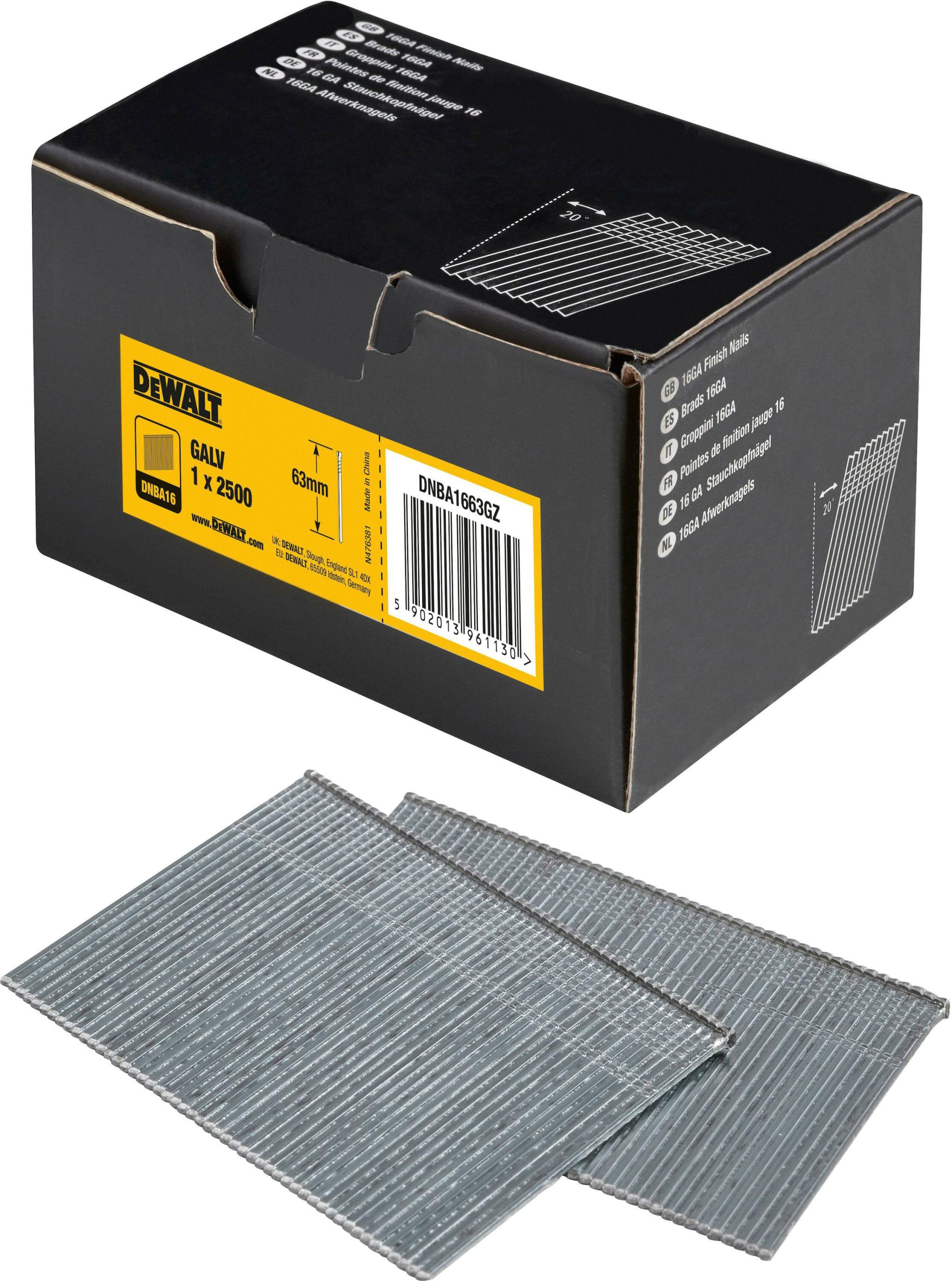 DEWALT čavli za drvo 63x1,6 mm, 2500 kom DNBA1663-GZ - Slika 2