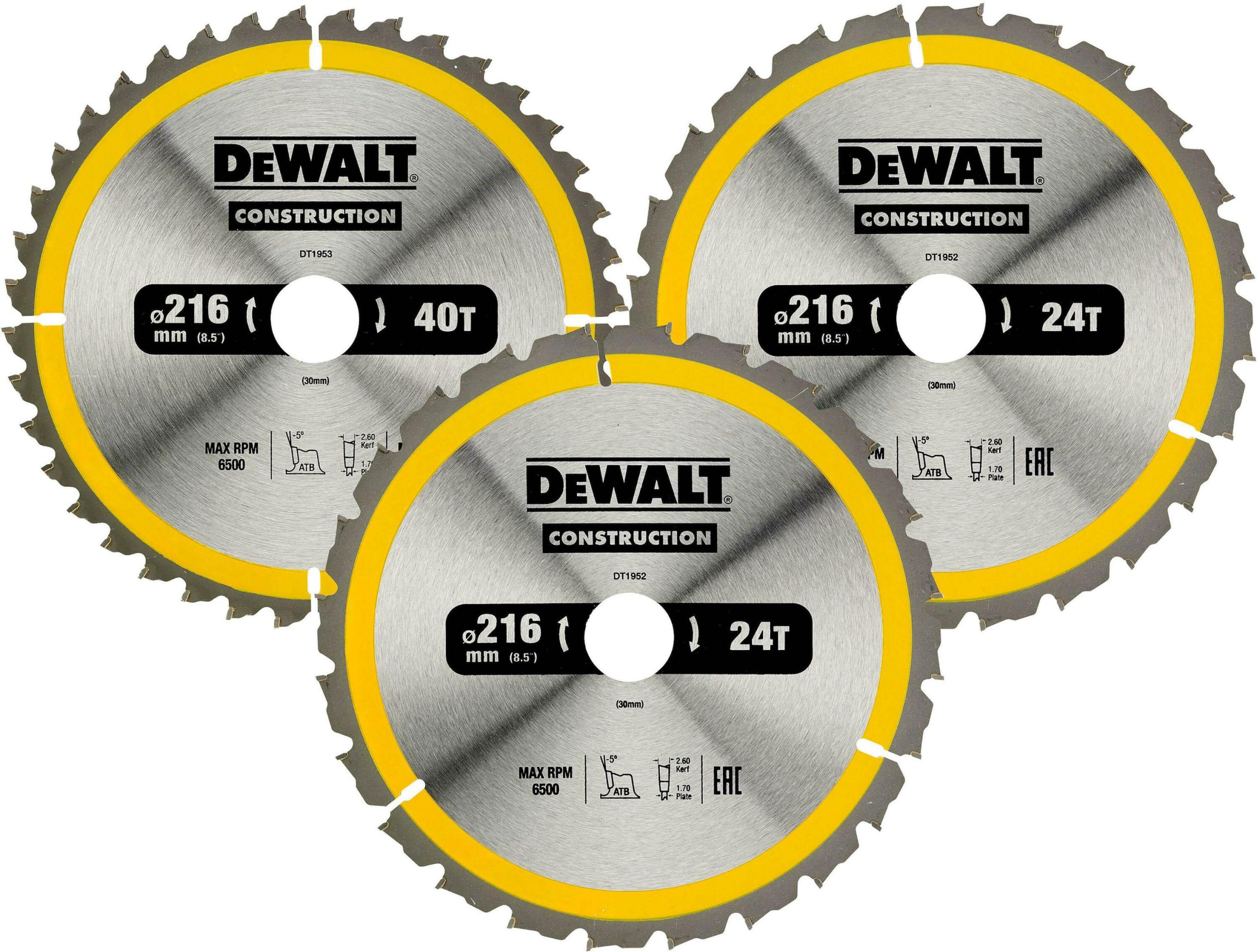 DEWALT list kružne pile 216x30 mm, 3 kom DCN8901040 - Slika 2