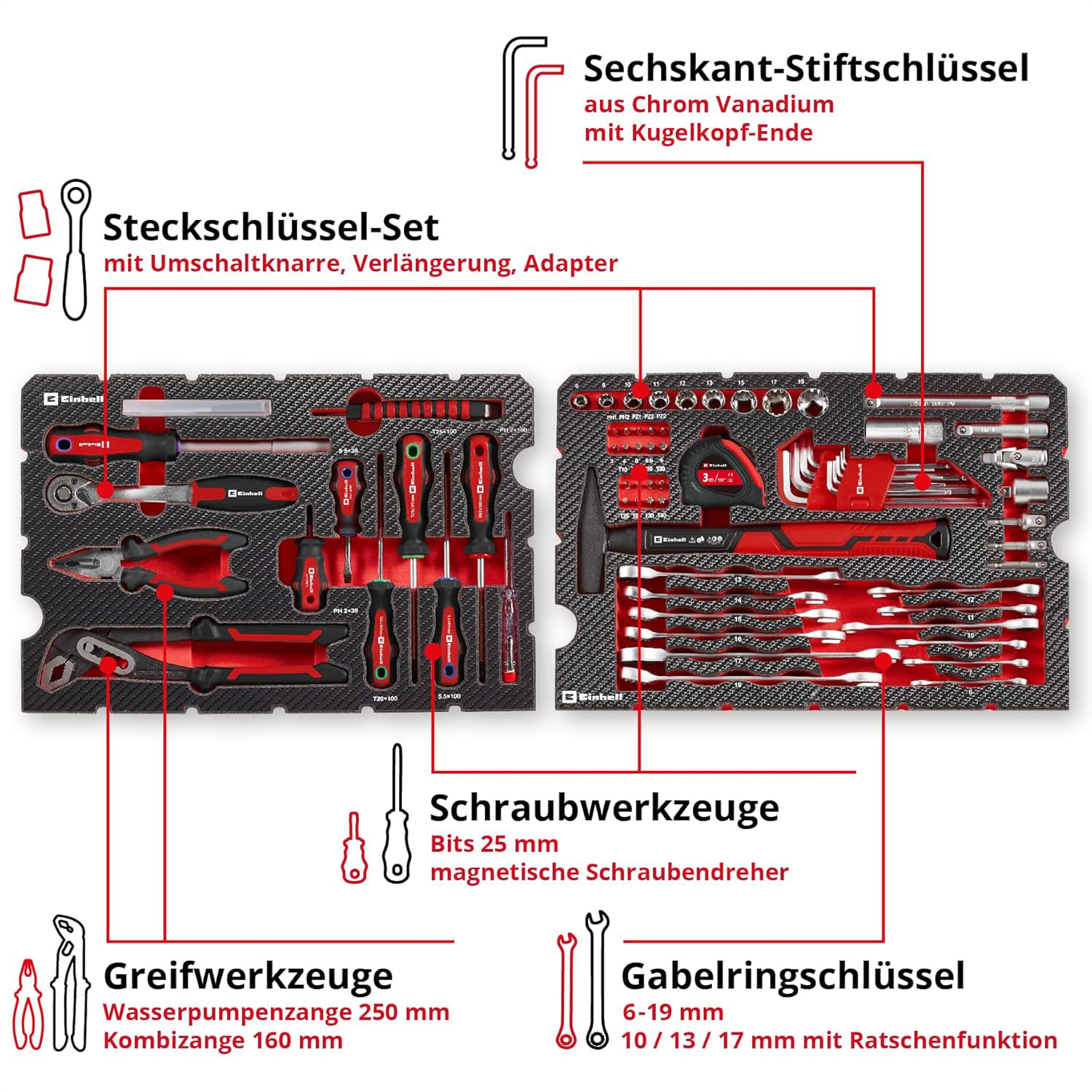EINHELL set ručnog alata u E-Case S-F kovčegu 80-dijelni - Slika 4