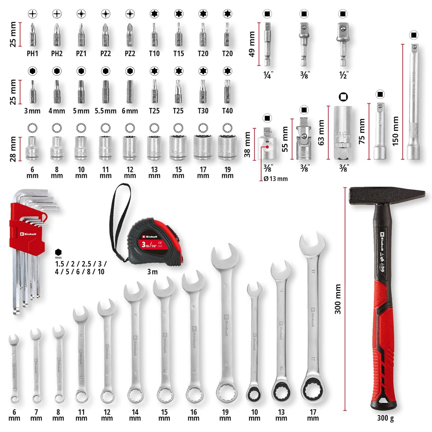 EINHELL set ručnog alata u E-Case S-F kovčegu 80-dijelni - Slika 7