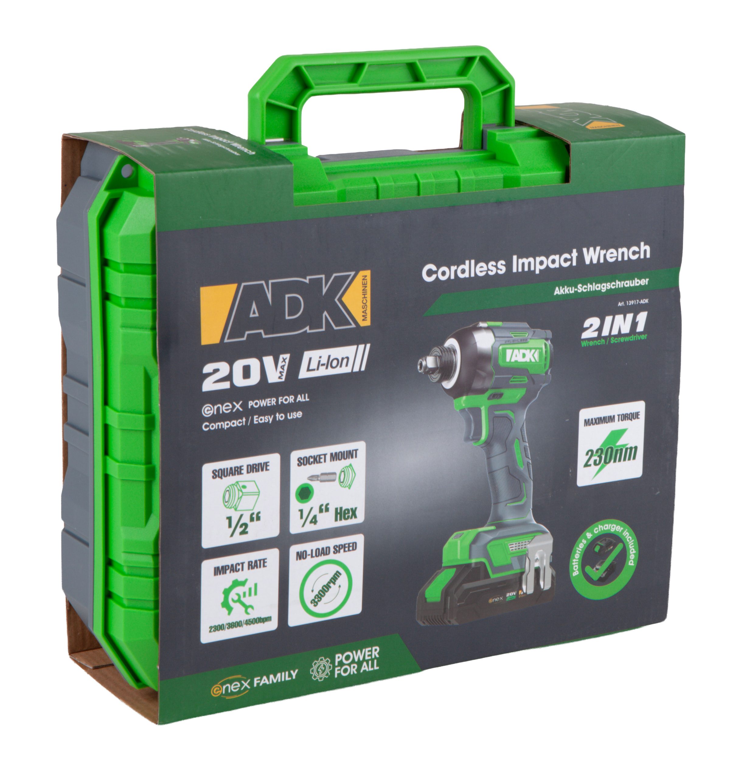 ADK aku udarni odvijač SF4F110 set Enex 20V 2,0Ah kovčeg + pribor - Slika 7