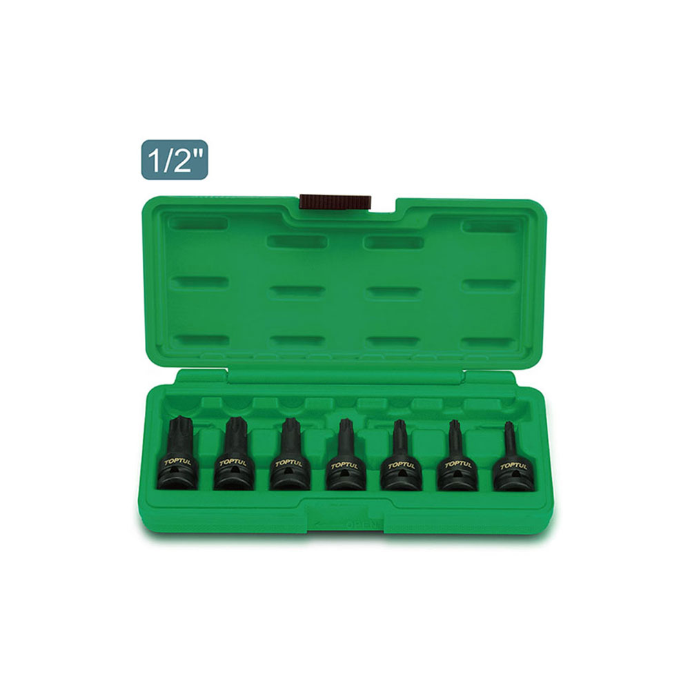 TOPTUL set nasadnih udarnih Torx ključeva 1/2” T10-T70 7 dj. GDAI0701-TPL