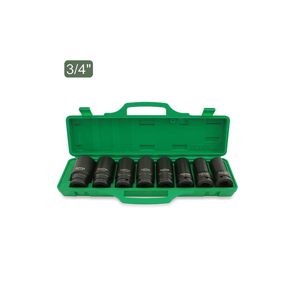 TOPTUL set nasadnih udarnih ključeva duboki 6-kutni 3/4" 22-38 mm 8 dj. GDAI0804-TPL