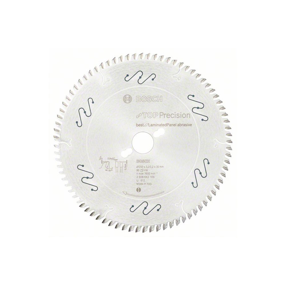 BOSCH list kružne pile za laminat, 250x3,2x30 mm, 80Z, Top Precision Best for Laminated Panel Abrasive