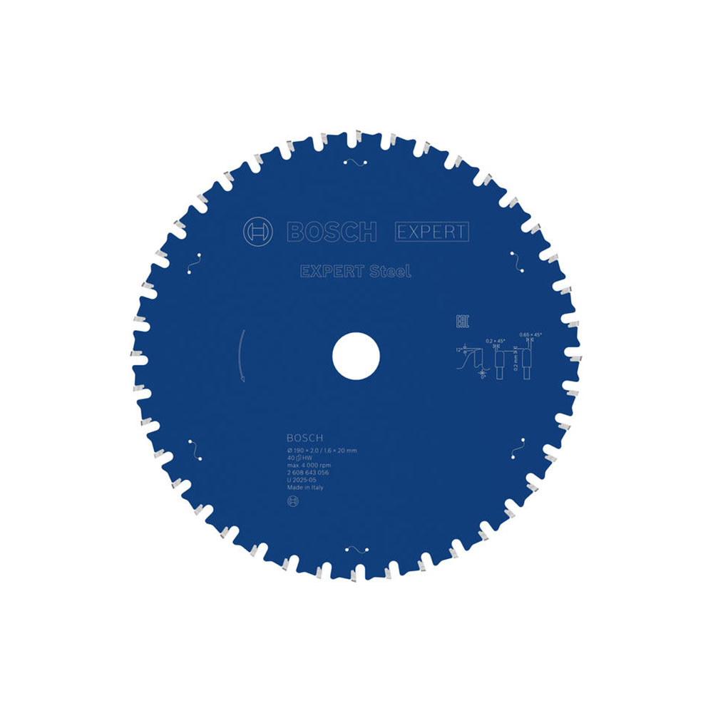 BOSCH list kružne pile za metal, 190x2/1,6x20 mm, Z40, Expert for Steel