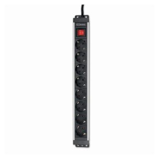 COMMEL produžni kabel 2m 8x utičnica 16A sklopka PDU crni 236-101