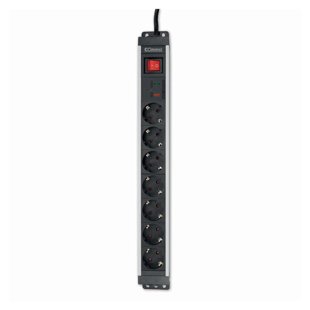 COMMEL produžni kabel 2m 7x utičnica 16A sklopka PDU crni 236-102