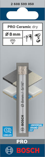 BOSCH dijamantno svrdlo za keramiku PRO Ceramic dry, 8x66 mm - Slika 2