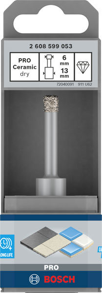 BOSCH dijamantno svrdlo za keramiku PRO Ceramic dry, 6x13x33 mm - Slika 2