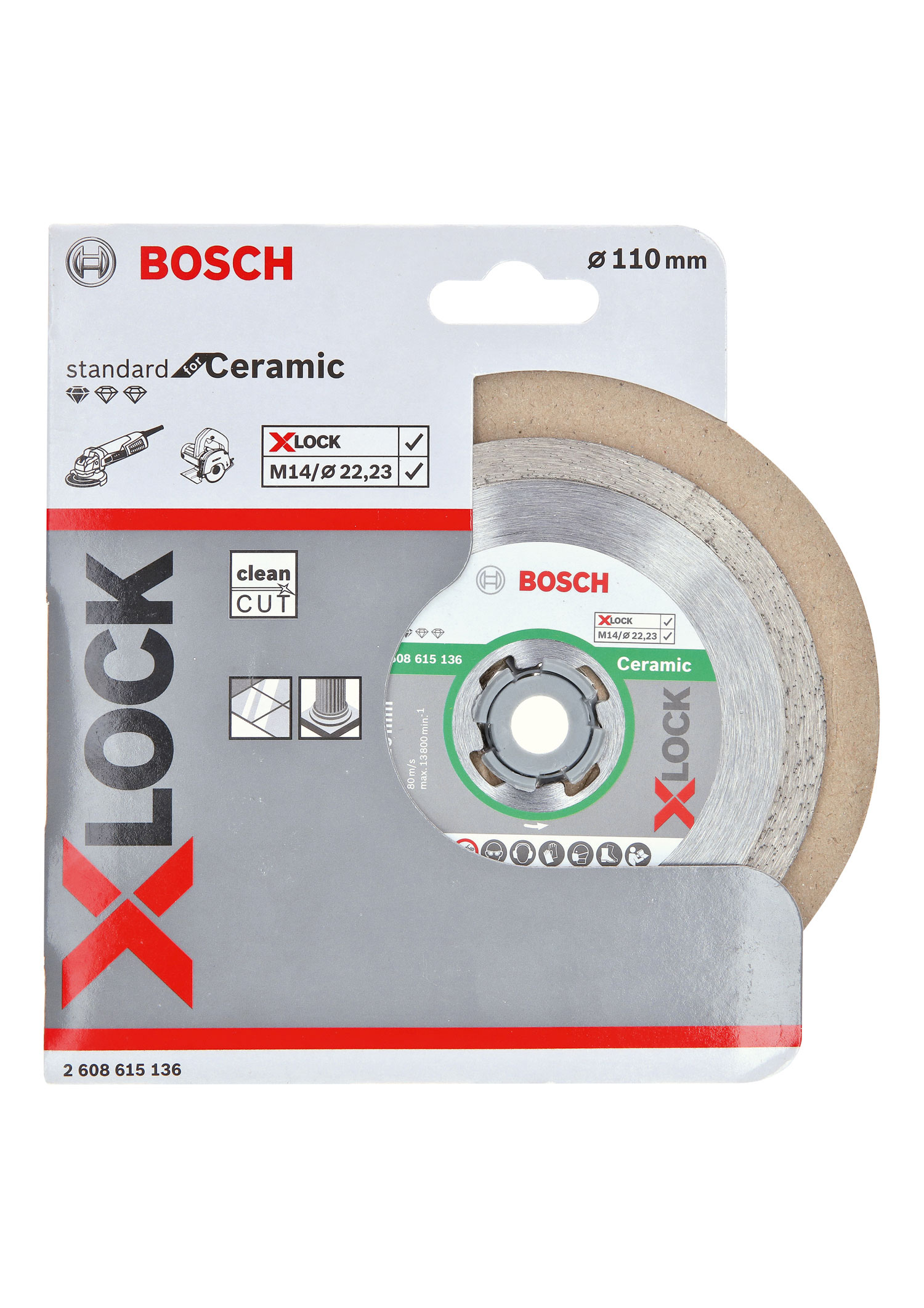 BOSCH dijamantna rezna ploča za keramiku/mramor Ceramic X-Lock 110×22,23 mm - Slika 2