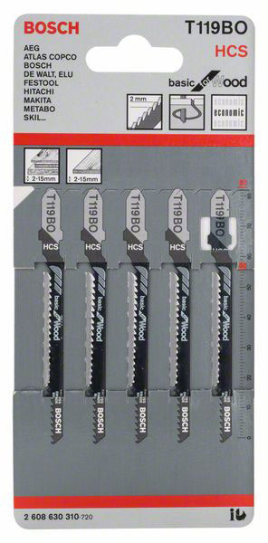 BOSCH list ubodne pile za drvo T 119 BO 83 mm, 5 kom - Slika 2