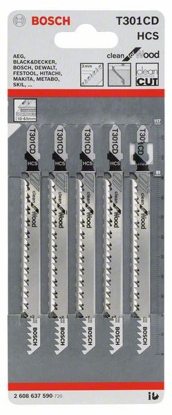 BOSCH list ubodne pile za drvo T 301 CD 117 mm, 5 kom - Slika 2