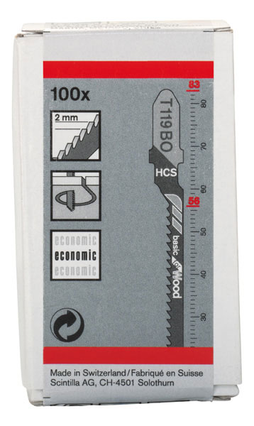 BOSCH list ubodne pile za drvo T 119 BO 83 mm, 100 kom - Slika 2