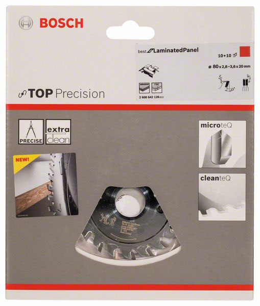 BOSCH list kružne pile za laminat, 80x2,8x20 mm, 20Z, Top Precision Laminated Panel - Slika 2