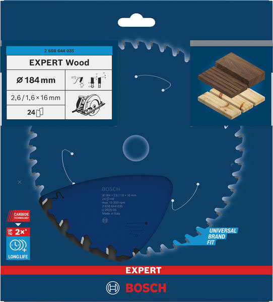 BOSCH list kružne pile za drvo 184x16x2,6 mm, 24Z, Expert Wood Circular - Slika 2
