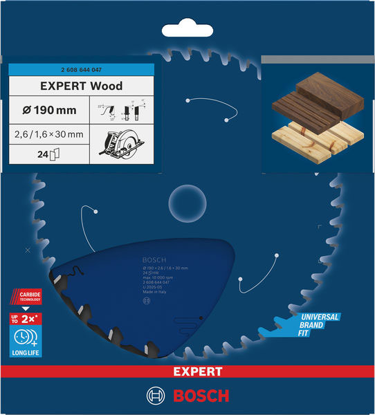 BOSCH list kružne pile za drvo 190x30x2,6 mm, 24Z, Expert Wood Circular - Slika 2