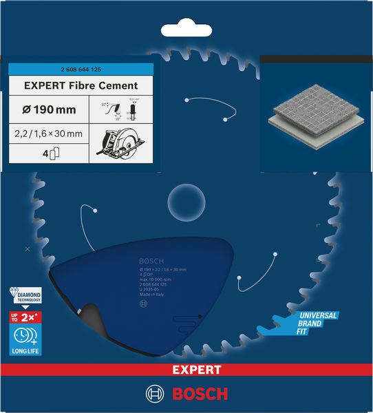 BOSCH list kružne pile, 190x2,2x30 mm, 4Z, Expert Fibre Cement - Slika 2