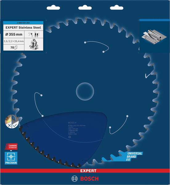 BOSCH list kružne pile za metal, 355x2,5/2,2x25,4 mm, Z70, Expert Stainless Steel - Slika 2