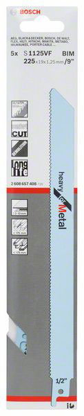 BOSCH list sabljaste pile za metal S1125VF 225 mm, 5 kom - Slika 2