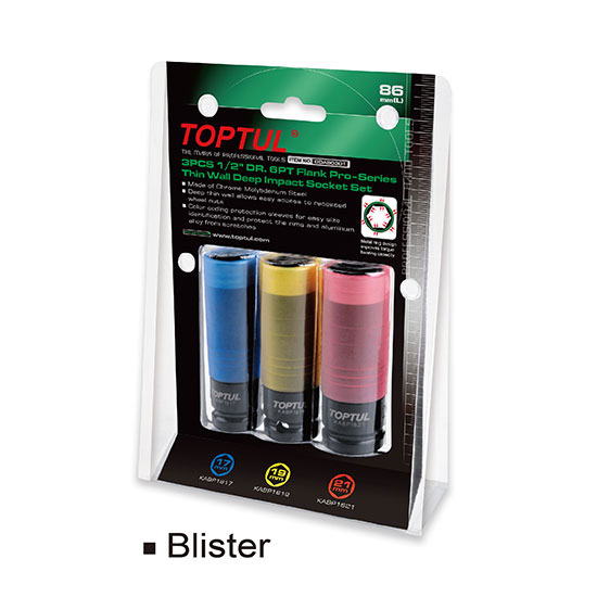 TOPTUL set nasadnih udarnih ključeva za kotače 17, 19, 21 mm 1/2” 3 dj. GDAS0301-TPL - Slika 2