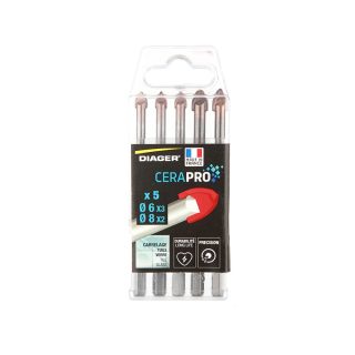 DIAGER set svrdla za keramiku CERAPRO 6, 8 mm 5dj.