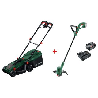 BOSCH aku kosilica za travu Rotak 18V-32 + trimer EasyGrassCut 18V-26 18V 4,0Ah