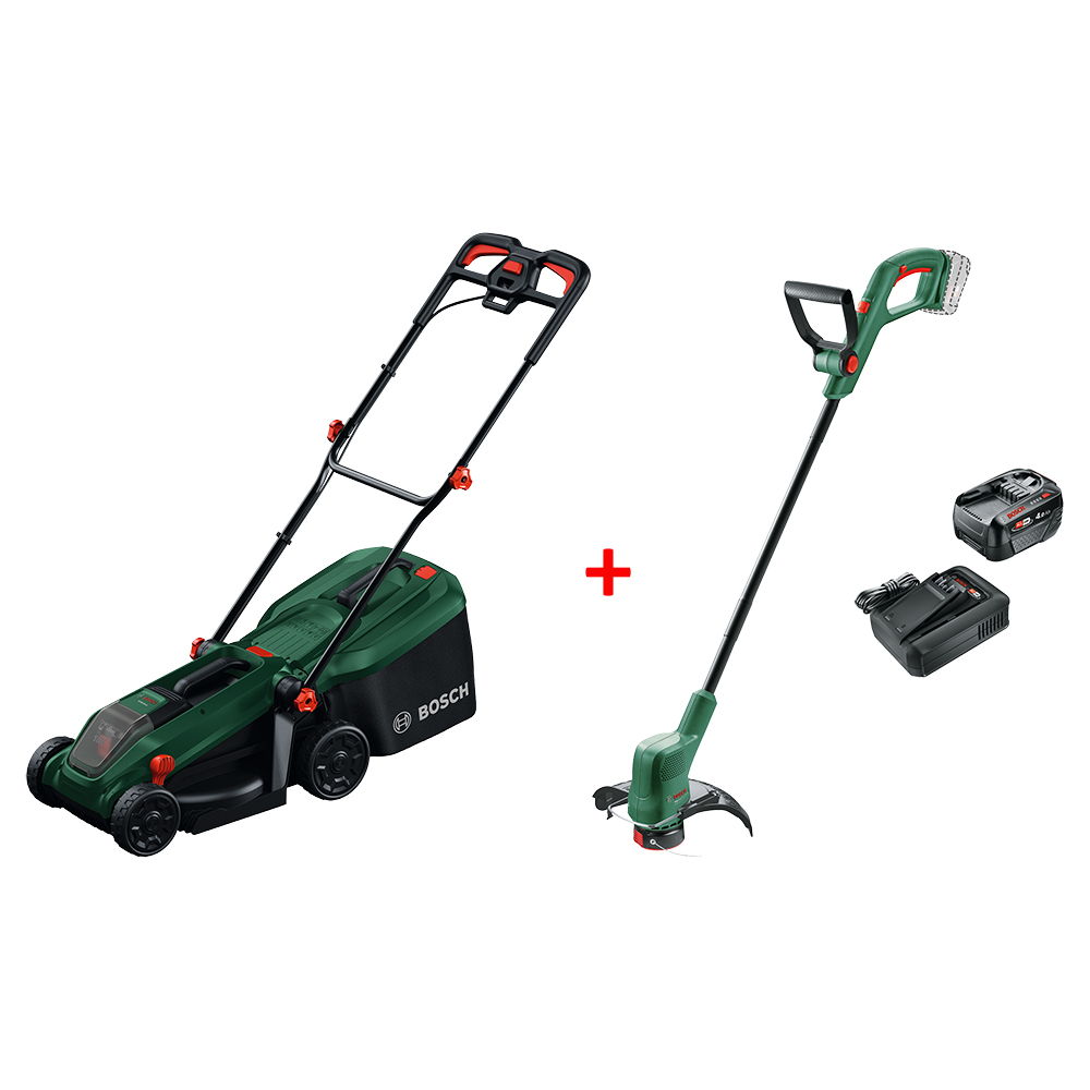BOSCH aku kosilica za travu Rotak 18V-32 + trimer EasyGrassCut 18V-26 18V 4,0Ah