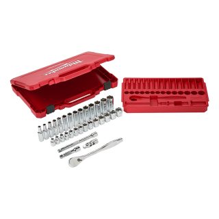 MILWAUKEE set nasadnih ključeva s račnom i produžecima 3/8” 32 dj.