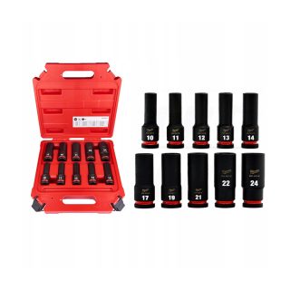 MILWAUKEE set nasadnih udarnih ključeva dugi 1/2" 10-24 mm 10 dj.