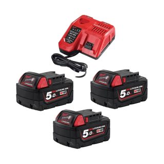 MILWAUKEE aku set NRG-503 M12/18 3xAku 18V 5,0Ah + 1xAku 12V 2,0Ah + M12-18 FC punjač