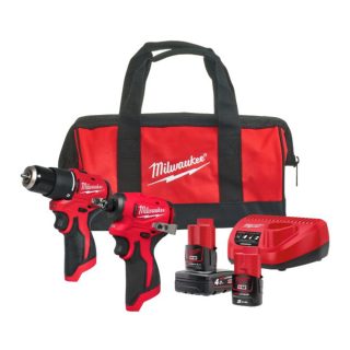 MILWAUKEE aku set alata - udarna bušilica BLPDRC-0 + udarni odvijač BLIDRC-0 M12 2xAku 12V 2,0/4,0Ah torba