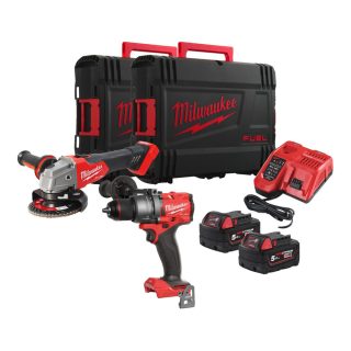 MILWAUKEE aku set alata - aku bušilica M18 FPD3 + kutna brusilica M18 FSAG125X 2xAku 18V 5,0Ah 2xHD Box