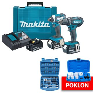 MAKITA aku set alata - DLX2127X1 3xAku 18V 3,0Ah + GRATIS BGS set nas. ključeva + set kruna