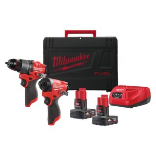 MILWAUKEE aku set alata - udarna bušilica FPD2 + udarni odvijač FID2 M12 2xAku 4,0Ah HD Box