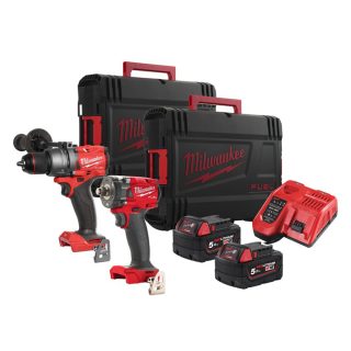 MILWAUKEE aku set alata FPP2B3-502X - udarna bušilica FPD3 + udarni odvijač FIW2F12 M18 2xAku 18V 5,0Ah HD Box