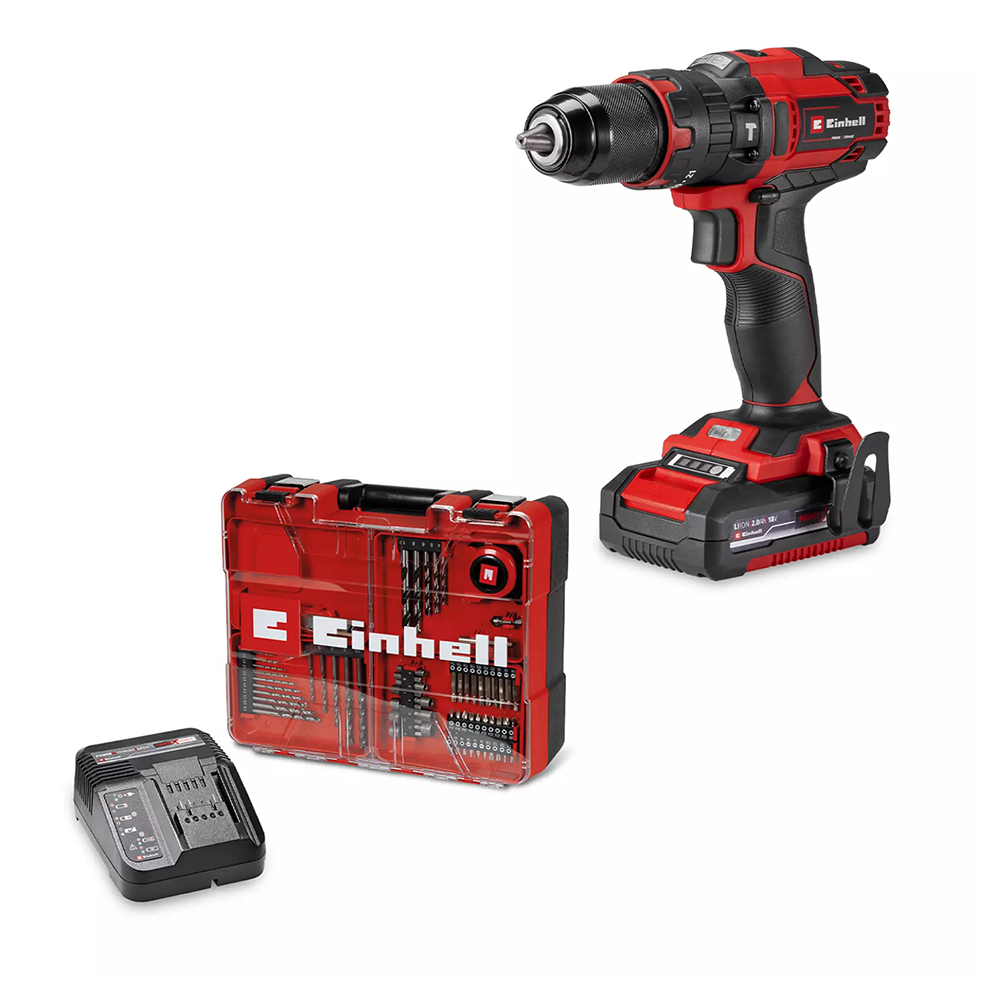 EINHELL aku udarna bušilica TE-CD 18/40 Li-i +64 PXC 18V 2,0Ah set kovčeg