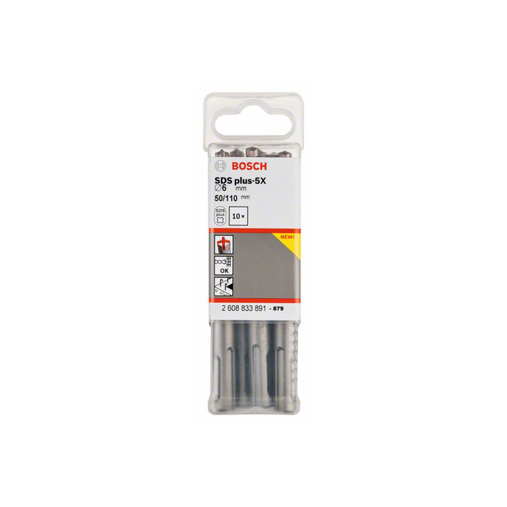 BOSCH svrdlo za armirani beton PRO SDS plus-5X, 6x50x110 mm, 10 kom
